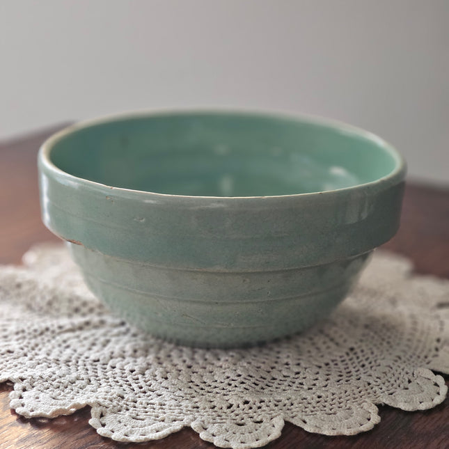 7" Antique Green USA Stoneware Mixing Bowl