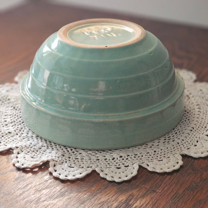 7" Antique Green USA Stoneware Mixing Bowl
