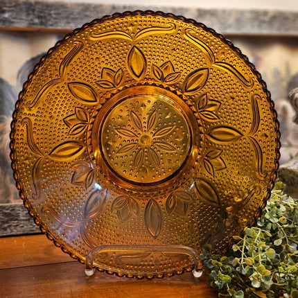 Vintage Indiana Tiara Depression Era Amber Glass Serving Bowl