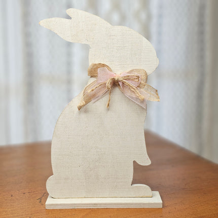 White Wooden Cut-Out Standing Bunny