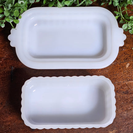 1950's Hazel Atlas Milk Glass 1/2 Stick Lidded Butter Dish