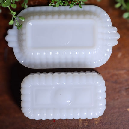 1950's Hazel Atlas Milk Glass 1/2 Stick Lidded Butter Dish