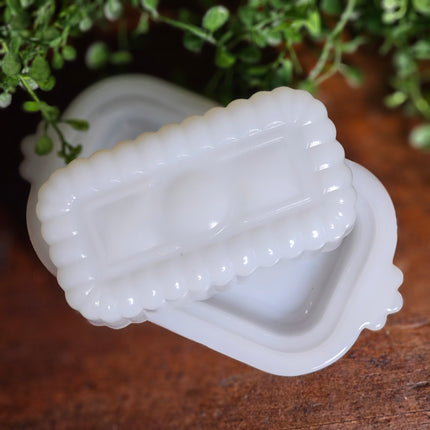 1950's Hazel Atlas Milk Glass 1/2 Stick Lidded Butter Dish
