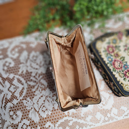 Vintage Floral Tapestry Purse - Scalloped Motif