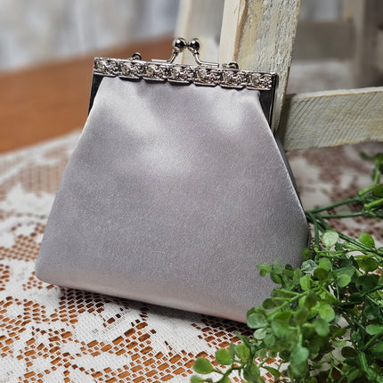 Silver Satin Clutch Purse