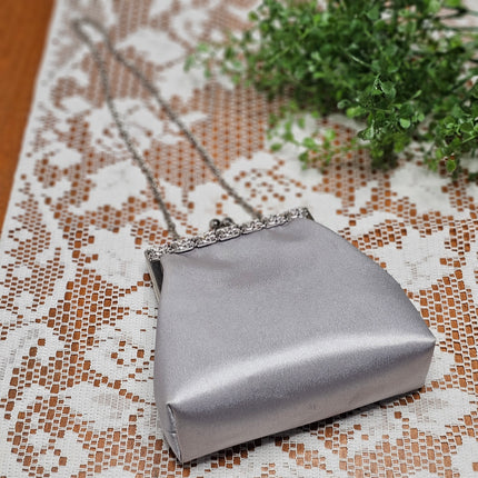 Silver Satin Clutch Purse