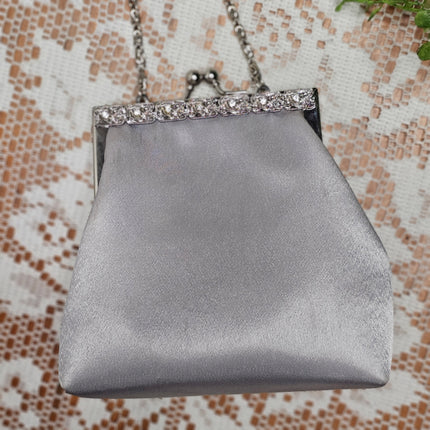 Silver Satin Clutch Purse