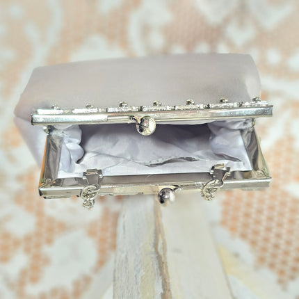 Silver Satin Clutch Purse