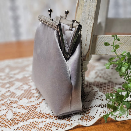 Silver Satin Clutch Purse