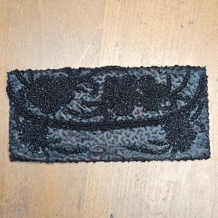 Vintage Black Beaded Clutch Purse