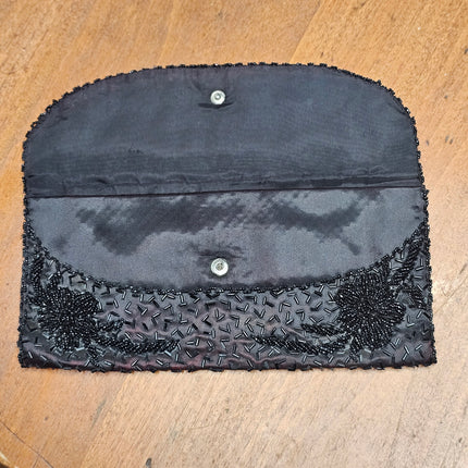 Vintage Black Beaded Clutch Purse