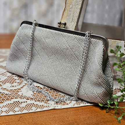 Vintage Silver Beaded Clutch Purse