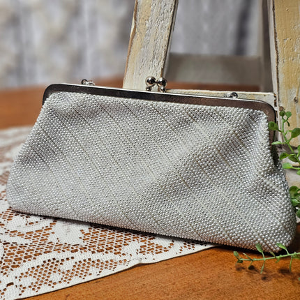 Vintage Silver Beaded Clutch Purse