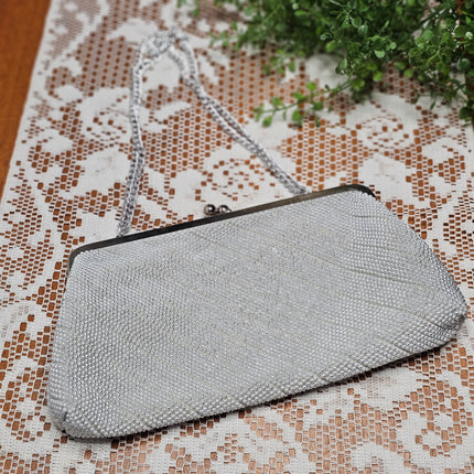 Vintage Silver Beaded Clutch Purse