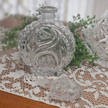 Vintage Glass Liquor Decanter Bottle Raised Swirl Design