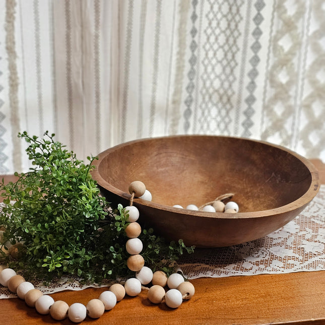 15" Oval Primitive Wooden Dough Bowl