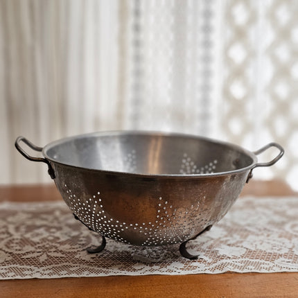 Vintage Aluminum Star Colander With Feet