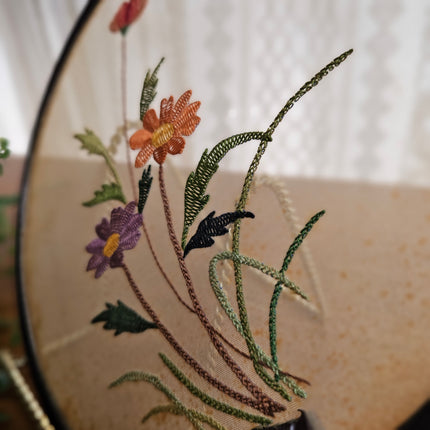 Vintage Chinese SuXiu Silk Embroidery Fan