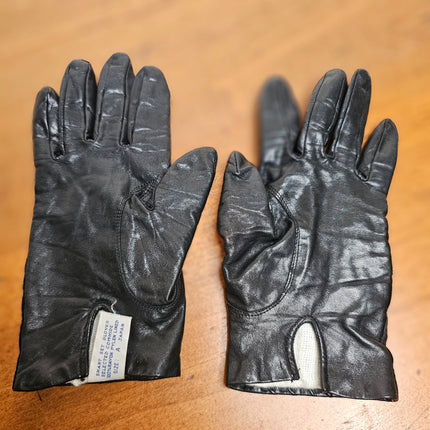 Vintage Black Leather Women's Gloves Set