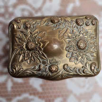 Vintage Art Nouveau Gilt Metal Jewelry Casket Box