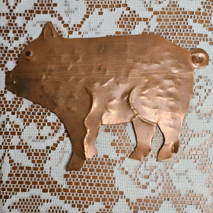 Vintage Copper Pig Silhouette Wall Decor