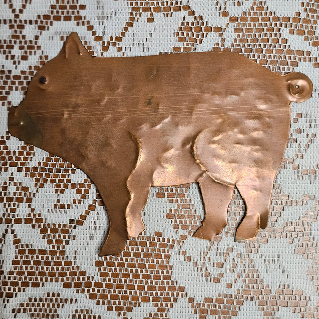 Vintage Copper Pig Silhouette Wall Decor