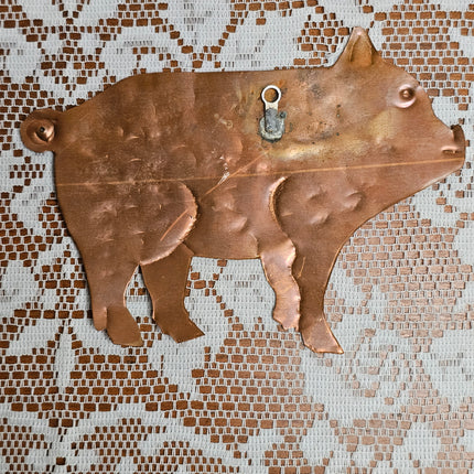Vintage Copper Pig Silhouette Wall Decor