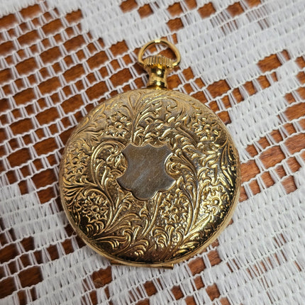 Vintage Swarovski Perfume Locket Compact Gold Filagree Pendant
