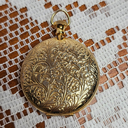 Vintage Swarovski Perfume Locket Compact Gold Filagree Pendant