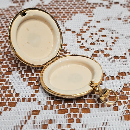 Vintage Swarovski Perfume Locket Compact Gold Filagree Pendant