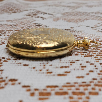 Vintage Swarovski Perfume Locket Compact Gold Filagree Pendant