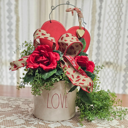 Rae Dunn "Love" Planter Pot Valentine's Day Arrangement