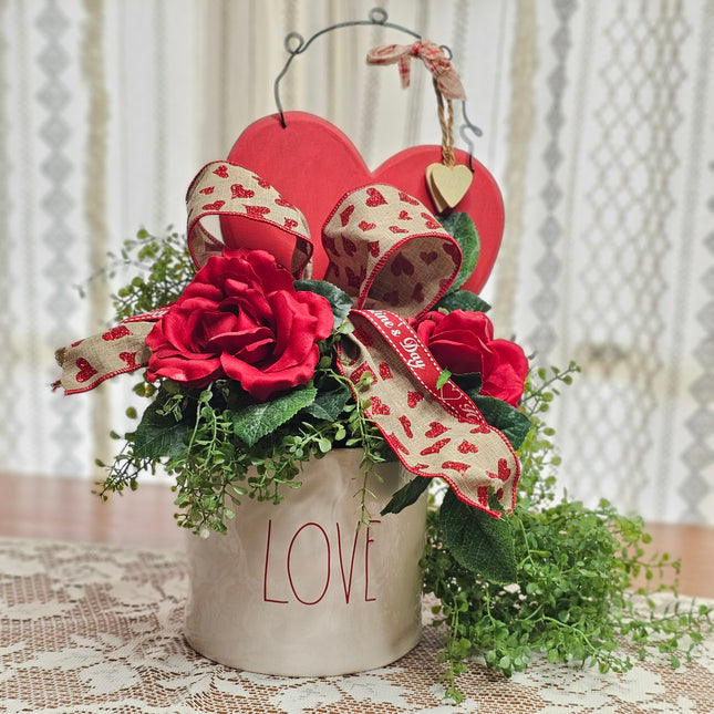 Rae Dunn "Love" Planter Pot Valentine's Day Arrangement