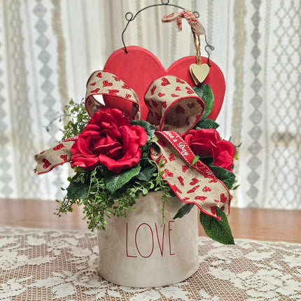 Rae Dunn "Love" Planter Pot Valentine's Day Arrangement