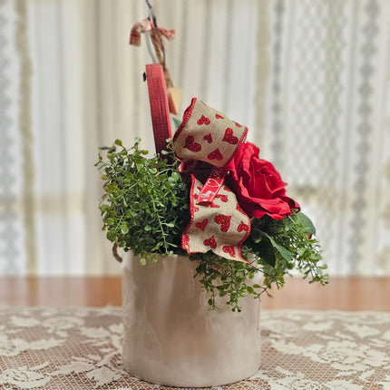 Rae Dunn "Love" Planter Pot Valentine's Day Arrangement