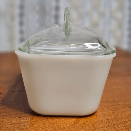 Vintage Jeannette Glasbake Milk Glass Lidded 1.5 Qt. Loaf Dish