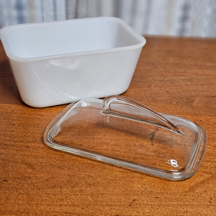 Vintage Jeannette Glasbake Milk Glass Lidded 1.5 Qt. Loaf Dish