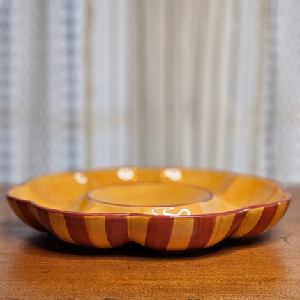 Southern Living At Home Gail Pittman Sienna Ceramic Ruffled Chip and Dip Serving Tray