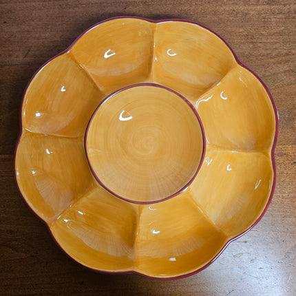 Southern Living At Home Gail Pittman Sienna Ceramic Ruffled Chip and Dip Serving Tray