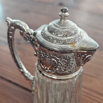 Vintage Silver Plated and Glass Carafe Pitcher