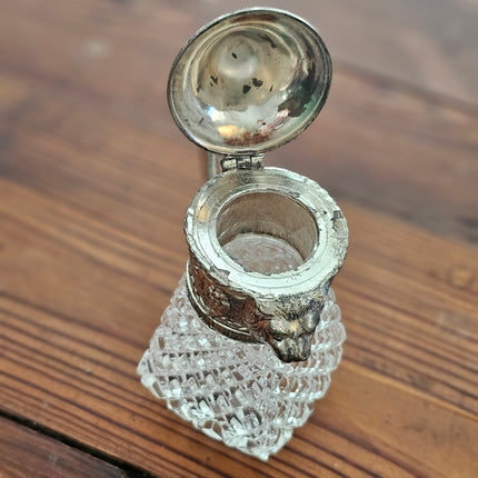 Vintage Silver Plated and Hazel Atlas Crystal Lion's Head Syrup Pitcher