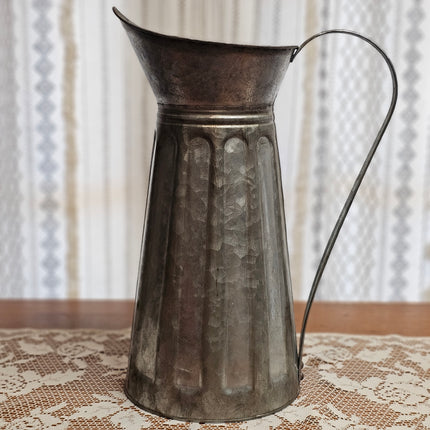 Large Galvanized Metal Decorative Pitcher