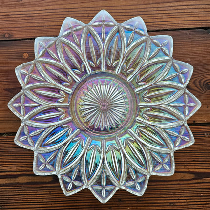 11.5" Vintage Federal Glass Iridescent Petal Plate