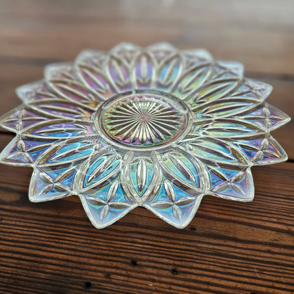 11.5" Vintage Federal Glass Iridescent Petal Plate