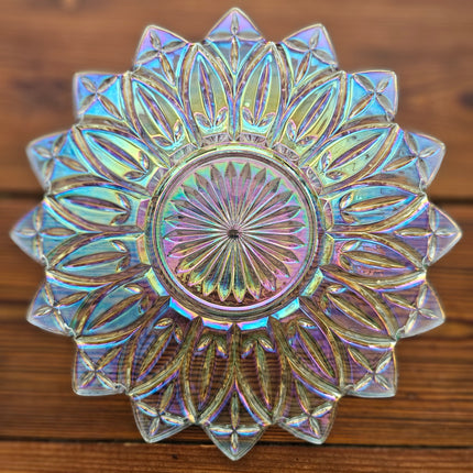 11.5" Vintage Federal Glass Iridescent Petal Plate