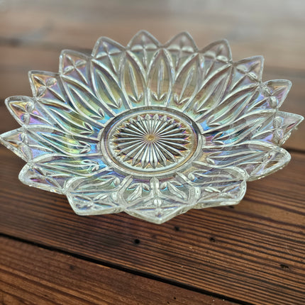 10.25" Vintage Federal Glass Iridescent Petal Serving Bowl