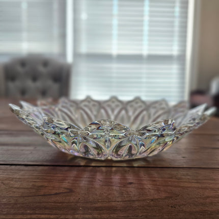 10.25" Vintage Federal Glass Iridescent Petal Serving Bowl