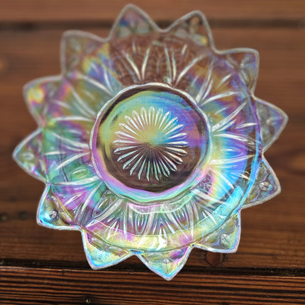 Set of 3 Vintage Federal Glass Iridescent Petal Berry Bowls