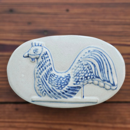 Prestige Place Blue Rooster Stoneware Trinket Box