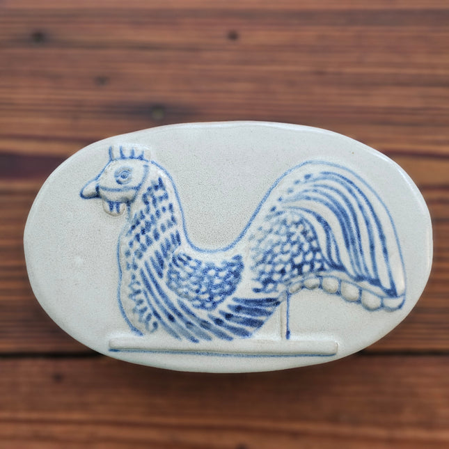 Prestige Place Blue Rooster Stoneware Trinket Box